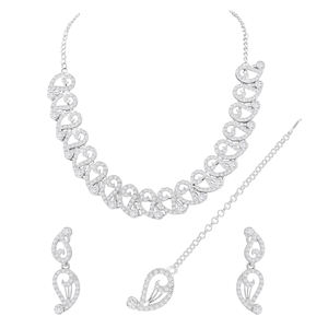 อเล็กซ์เครื่องประดับทองเงินชุบรูปไข่เพชรออสเตรียสร้อยคอทุ่มเทพร้อมสายโซ่เชื่อมโยงสำหรับงานแต่งงานหรือของขวัญ - Product Image 3