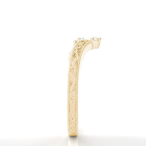 Prong Setting 14K Or Jaune Chevron Anneau Unique 0.32CT Diamant Alliance Rond Et Baguette Coupe Lab Grown Diamonds Femmes - Product Image 3