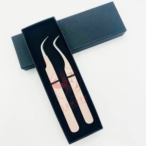 Pinzas de pestañas de acero inoxidable con agarre de diamante de etiqueta privada, pinzas de pestañas de volumen de aislamiento de punta de fibra de tijera mate desnuda - Product Image 3