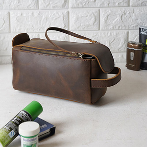 2024 Vintage unisexe fermeture à glissière voyage sac cosmétique lavage pli réutilisable PU cuir et Polyester à la mode nouveaux produits - Product Image 2