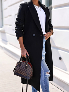 Abrigo Largo de Lana para Mujer al por Mayor, Estilo Coreano, con Solapa, Color Sólido, Botones, Cárdigan Elegante con Forro de Seda para Invierno - Product Image 6