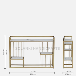 Table console contemporaine en métal finition or avec dessus en porcelaine pour salon villa hôtel cuisine salle à manger meubles à usage domestique - Product Image 5