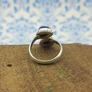 925 argent réglable lunette réglage bohème Rave double Lapis Lazuli et poire coupe diamant pour mariages fêtes anniversaires - Product Image 3