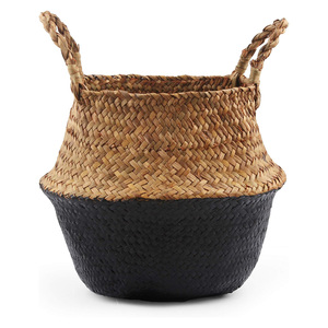 <b>Round</b> seagrass folding laundry <b>basket</b> for home <b>storage</b> decor low price sea grass foldable <b>baskets</b> - Product Image 4