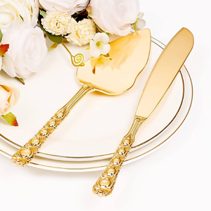 Juego de latón adornado para servir pasteles, cuchillo y espátula para pasteles, perfecto para bodas, fiestas de cumpleaños y eventos, precio al por mayor de La India - Product Image 6