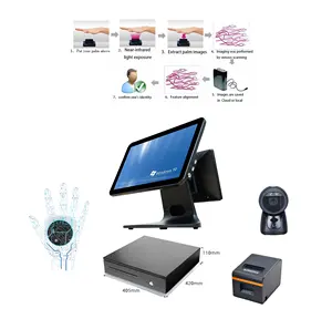 kiosks 15 inch aluminum alloy POS touch terminal, POS system password free login authorization/VIP palm vein recognition