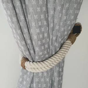 Abrazaderas para Cortinas de Cuerda de Algodón Blanco con Detalles de Yute, Decoración de Ventanas Natural y Suave, Abrazaderas de Longitud Personalizada para Cortinas Claras y Oscuras - Product Image 4