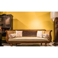 Offre Spéciale – Ensemble de Canapés Sectionnels Modernes de Luxe pour Villa, École ou Salon, Deux Places, en Bois de Teck Massif avec Coussins en Mousse et Tissu Rotin, Modèle Park