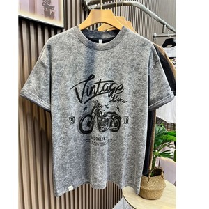 เสื้อยืดแขนสั้นพิมพ์ลายมอเตอร์ไซต์สำหรับผู้ชายเสื้อยืดผู้ชายแนวอเมริกันคอกลมทรงหลวมเสื้ออเนกประสงค์แฟชั่นสำหรับฤดูร้อน2023
