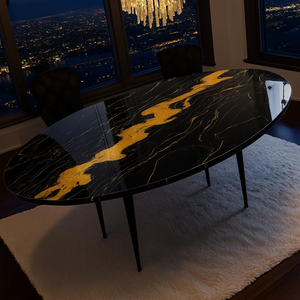 Black Resin Luxury Modern Handmade Acacia Wood Art Dining <b>Table</b> Waterproof Living Room <b>Table</b> Wedding Retirement Sympathy Diwali - Product Image 4