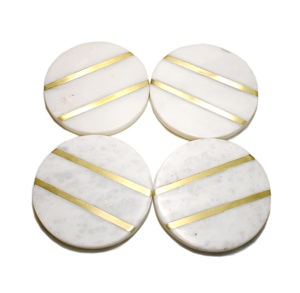 Sous-verre en marbre rond de haute qualité, fait à la main, design artisanal pour la maison, l'hôtel, le dessus de table - Product Image 4