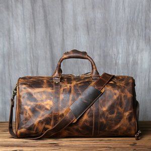 Bolsa de viaje de cuero, venta al por mayor, bolsa de Fitness de gran capacidad de piel de vaca de capa superior Vintage, bolsa de viaje para equipaje - Product Image 5