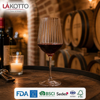 Verre à vin côtelé en cristal LAKOTTO 500 ml, bol rond pour service hôtelier, verrerie pour service d'eau, fabricant OEM de logos