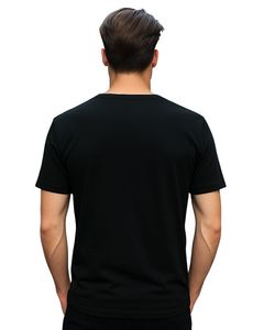 T-shirt noir uni à col rond pour hommes, tissu en coton doux, confortable, haut décontracté à manches courtes pour un usage quotidien et la mode de rue - Product Image 2