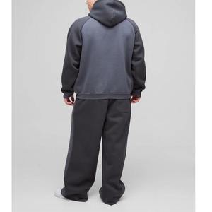 Vente en gros 100% coton ensemble de jogging pour hommes haute qualité Baggy survêtement à capuche noir solide 2 pièces pantalon de survêtement confortable haut - Product Image 3