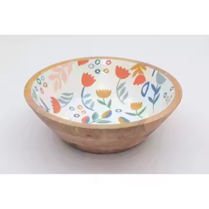 Tazón de madera para ensalada de frutas de madera de fabricante y mayorista, calcomanía interior impresa, esmalte, Calidad única, ensaladeras de madera de mango personalizadas - Product Image 4