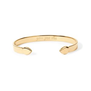 Bracelet jonc en acier inoxydable plaqué or jaune 14 carats PAVOI pour femmes |   Tu peux y arriver ! Mantra gravé réglable | - Product Image 1