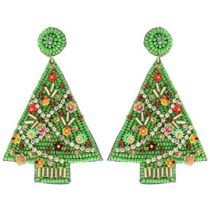 Boucles d'oreilles brodées de perles faites à la main avec des motifs artistiques multicolores parfaites pour les tenues de festival et faites avec 100% perles de verre - Product Image 3