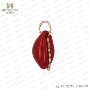 จี้เปลือกหอยสีเหลืองทอง14K ประดับเพชรเปลือกหอยเครื่องประดับสำหรับทุกเพศของขวัญแฮนด์เมดดีไซน์ใหม่จี้เปลือกวัว - Product Image 2