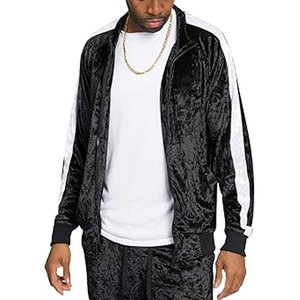 Two Piece <b>Velvet</b> Outfits 2 Piece Solid Velour Tracksuits Tops Sweatsuits Casual Zip-Up <b>Jacket</b> Workout Pants Matching Set - Product Image 6