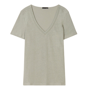 High Street femmes col en v T-shirt 100% coton matériel léger Quickdry respirant impression de Logo personnalisé - Product Image 6