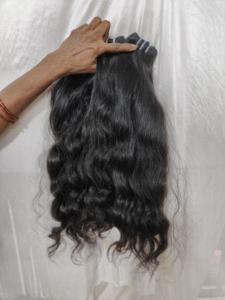 Listo para enviar Super Single Drawn Ondulado Raw Indian Hair Weave Bundle Extensión de cabello virgen alineado con cutícula natural Estilo Yaki - Product Image 2