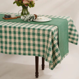 Nouveau style de couvertures de nappe décoratives à rayures rectangulaires en coton tissé à carreaux pour table de mariage d'hôtel - Product Image 1