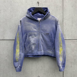 500gsm <b>Fleece</b> Screen Print Zipper <b>Hoodies</b> Flared Pant Mens Tracksuit Sets Flared Stacked 2 Piece Mens <b>Hoodies</b> Sweatsuit Sets - Product Image 3