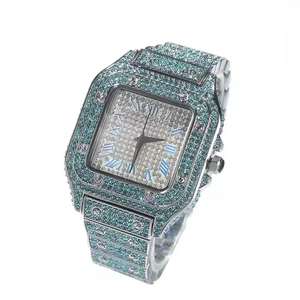 Reloj de Lujo Personalizado con Diamantes Moissanite VVS, de Primera Calidad, Unisex, de Acero Inoxidable y Correa de Cuero, al por Mayor - Product Image 2