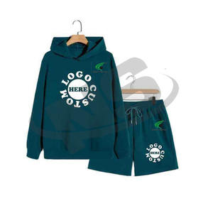 Conjunto de Dos Piezas para Hombre, Sudadera con Capucha y Pantalones Cortos, Felpa Gruesa, Ajuste Holgado, Cintura Elástica, Ropa Deportiva Informal, Precio al por Mayor - Product Image 5