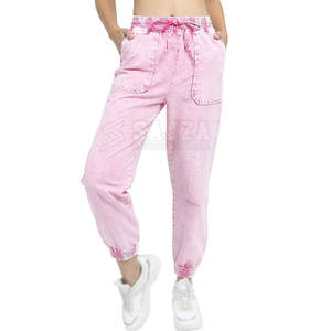 กางเกงจ็อกเกอร์ซักด้วยกรดสำหรับผู้หญิงใส่สบายผลิตสำหรับสวมใส่ในชีวิตประจำวัน - Product Image 1