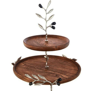 Home Dining Table Decor <b>Cake</b> Serving <b>Stand</b> Cupcake Holder <b>Vintage</b> Round Wooden Black Metal <b>Cake</b> <b>Stand</b> In Wholesaler Price - Product Image 3