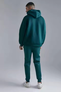 Sudadera con capucha de lana de algodón 100% verde oscuro al por mayor OEM al mejor precio - Product Image 2