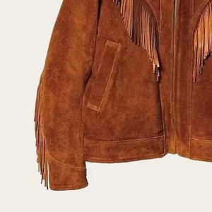 Veste style cowboy en cuir suédé marron pour homme Look classique Veste tendance en cuir suédé pour homme - Product Image 4