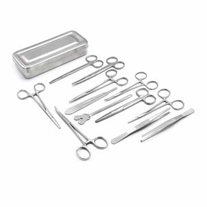 Kit de cirugía menor básico certificado CE, instrumentos quirúrgicos de acero inoxidable de 13 piezas en caja de acero con fuente de alimentación manual - Product Image 5