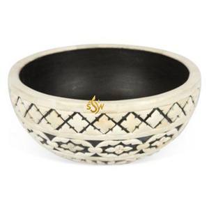 Décoration de table de travail en bois et vadrouille bol de service de nourriture et de fruits forme et taille personnalisées bol japonais de couleur noir et blanc - Product Image 5