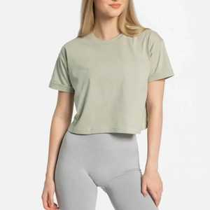 Camiseta para bebé con logotipo personalizado, camisetas para mujer, Top corto al por mayor con diamantes de imitación lisos, camiseta ajustada fina y sexy en blanco para mujer - Product Image 1