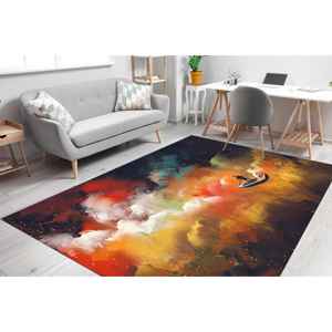 Tapis imprimé en 3D, moderne, en chenille, avec un homme sur un bateau dans l'espace, des nuages colorés - Product Image 3