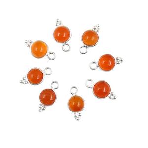 Pendentif en cornaline et pierres précieuses de qualité fine pierre orange en argent sterling vermeil 6mm cadre de lunette fantaisie breloque de troisième partie - Product Image 5