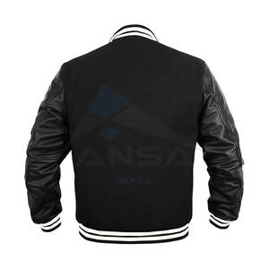 Veste universitaire pour homme en laine mélangée et cuir véritable, design intemporel de lettreman, construction chaude et durable, doublure noire et blanche - Product Image 4