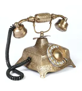 老式电话制作黄铜航海家居装饰客厅电话最佳装饰餐具复古黄金整理