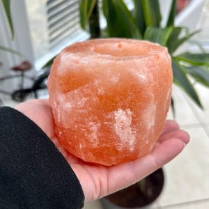 Portavelas de sal del Himalaya | Portavelas de sal de roca para decoración del hogar Prosperidad Armonía Bienestar Curación natural - Product Image 6