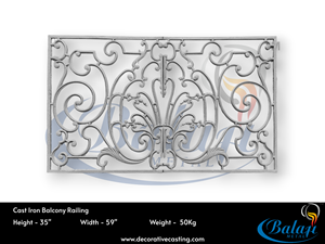 Balaji Metals - Barandilla Decorativa de Hierro Fundido para Balcón, Proyectos Residenciales Modernos, Acabado Pulido, Panel de Barandilla de Metal Gris - Product Image 4