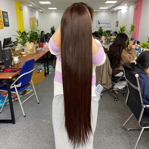 Brun foncé mélange Ombre perruque 26 pouces Super Double dessiné cheveux Vietnam usine Style droit magnifique frais et à la mode perruques colorées - Product Image 3