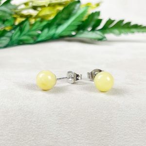 Women's Yellow Chalcedony Gemstone 6mm 925 <b>Sterling</b> <b>Silver</b> Gold Vermeil Stud <b>Earrings</b> Fashion Wholesale Studs for Party Gift - Product Image 3