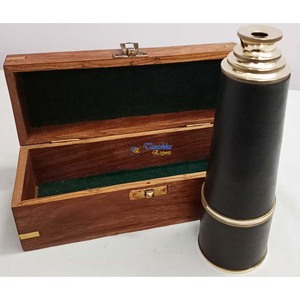 Telescopio pirata de latón náutico, Catalejo de estilo Royal Navy con caja de madera, regalo artesanal de Metal coleccionable marítimo - Product Image 2