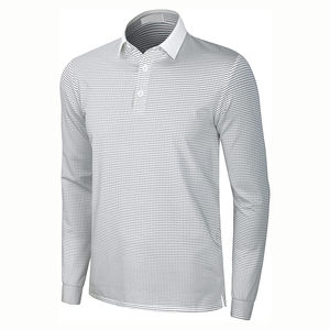 Polos à manches longues pour hommes polos à col rabattu contrasté pour hommes 2024 nouveaux polos respirants pour hommes - Product Image 2