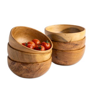 ชุดชามไม้อาคาเซียขนาดเล็ก6ชิ้นขนาดความจุ8ออนซ์สำหรับอุปกรณ์ทำชาร์เทอรีใช้สำหรับจุ่มเครื่องปรุงขนมถั่วไอศกรีมขนม - Product Image 1