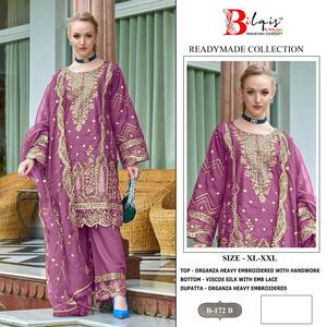 Ensemble Kurti multicolore élégant en Georgette Organza imprimé style indien pakistanais pour filles brodé Dupatta pour les mariages et les fêtes - Product Image 3