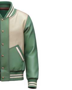แจ็กเก็ตเบสบอลสองโทนสีเขียวสำหรับผู้ชาย - Product Image 3